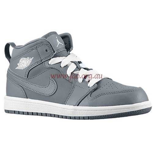 Jordan (Cool Grey/White) Aj1 Mid Boys' Preschool Australia Shoes - 40734014